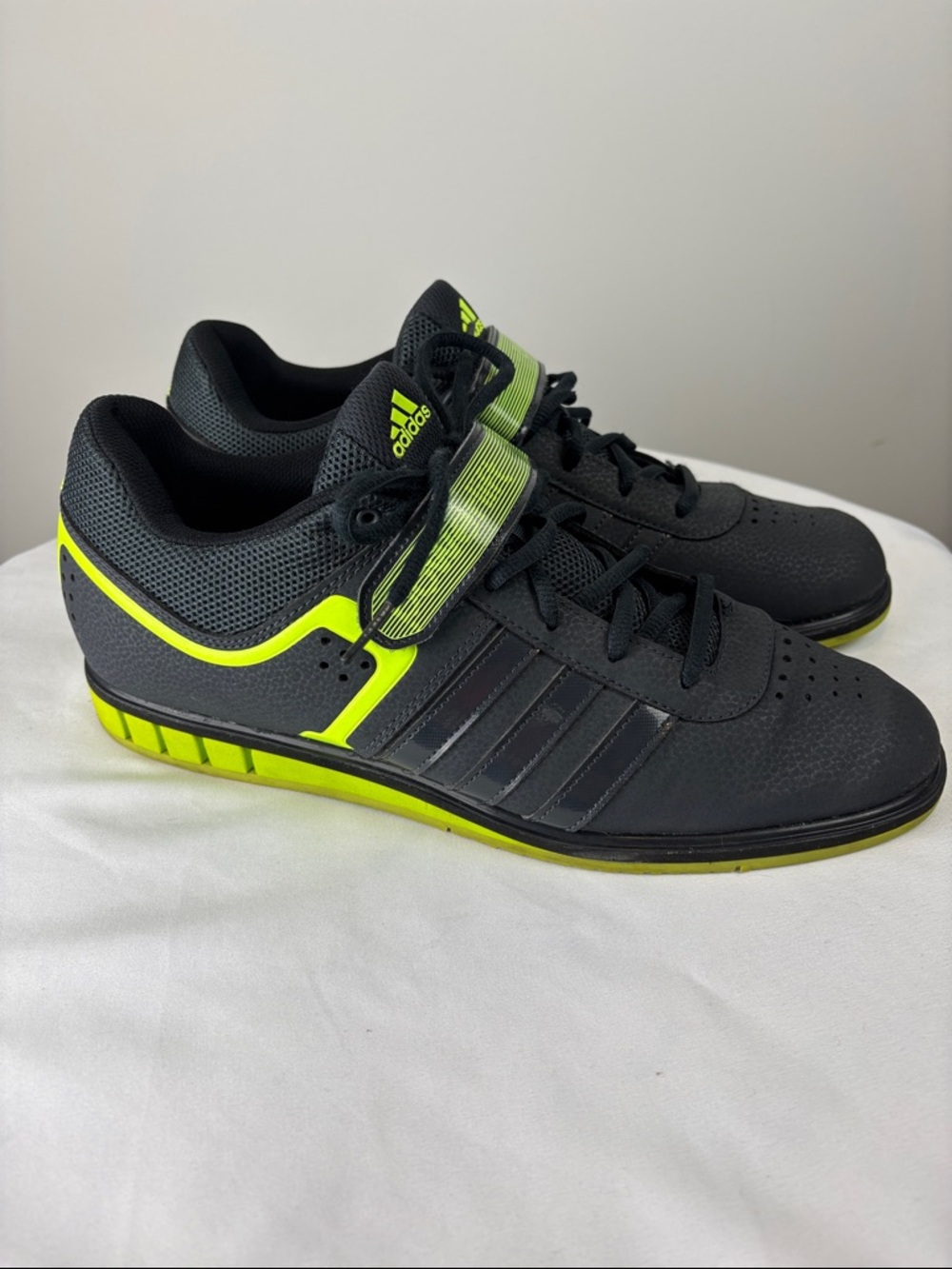 Adidas Powerlift Weightlifting Sneakers Mens 12 Black Neon Green Gym Training